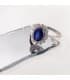 Anillo de compromiso con zafiro azul de oro blanco 18 kilates
