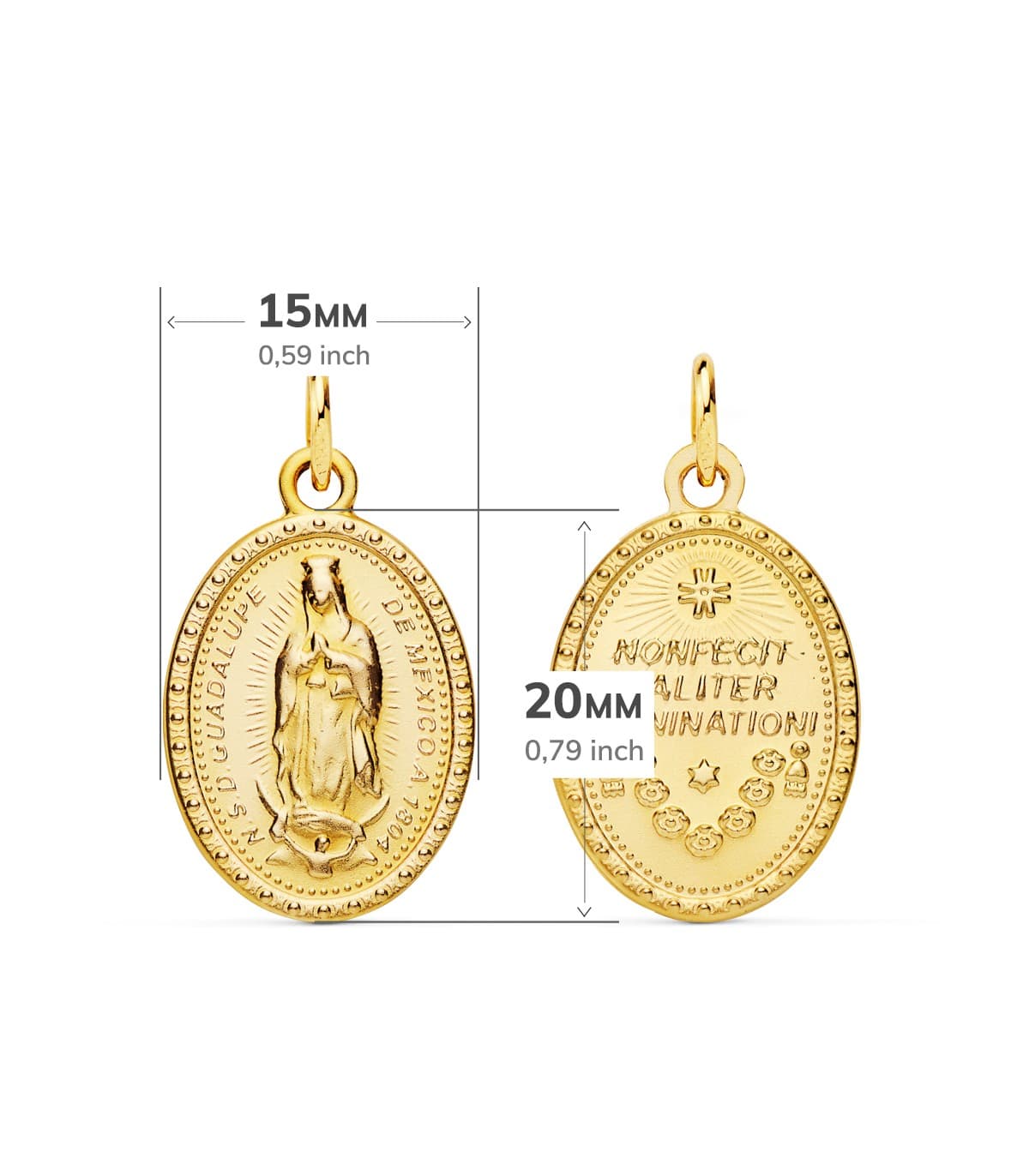 Medaglia scapolare della Madonna Guadalupe Oro 18kt 20mm