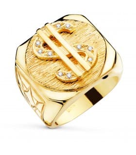 Sello Dólar Hombre de Oro Amarillo 18K | Anillos caballero, comprar joyas online