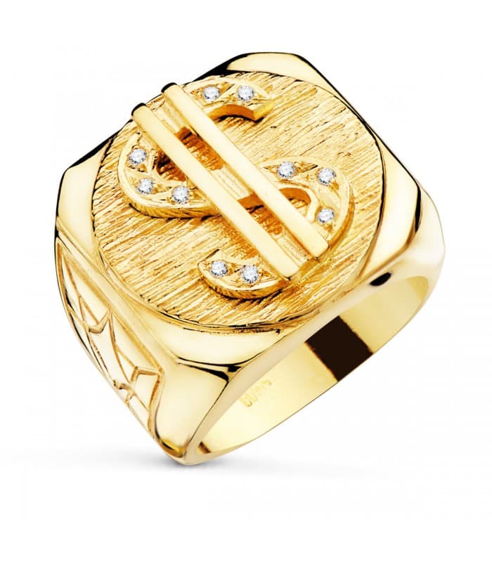 Sello Dólar Hombre de Oro Amarillo 18K | Anillos caballero, comprar joyas online