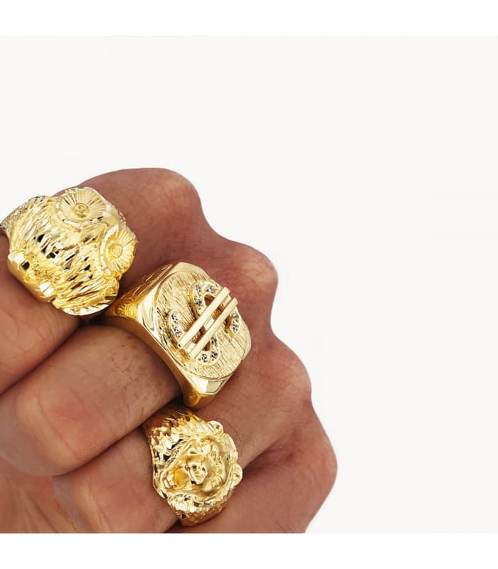 Chevalière Homme Hibou en Or Jaune 18K