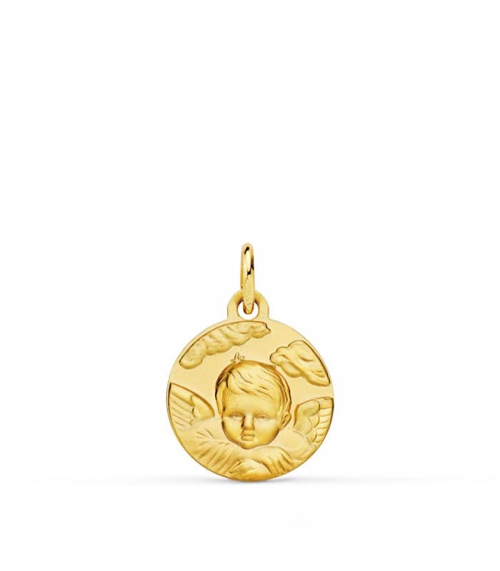 Medalla Ángel Nube Oro 18K 14mm | colgantes personalizados, medallas religiosas