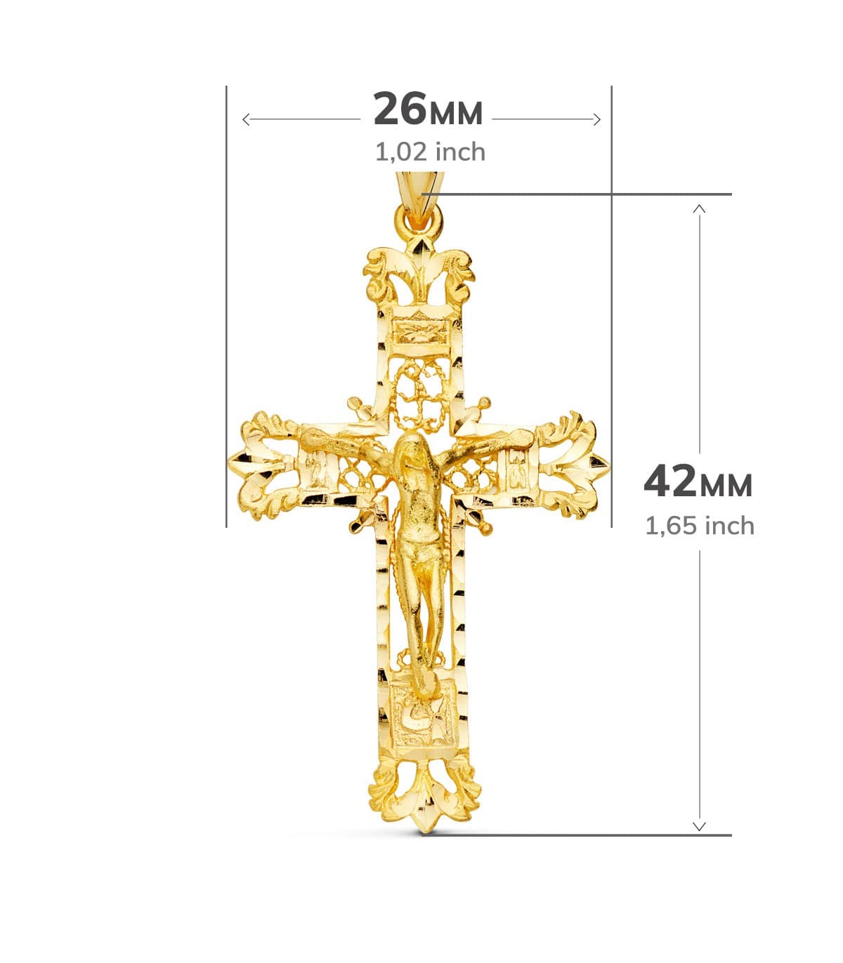 Croix Filigrane Or Jaune 18K 42 mm