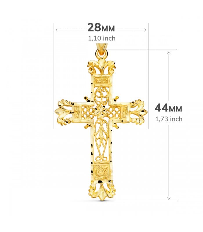 Cruz Filigrana Oro Amarillo 18K 44mm