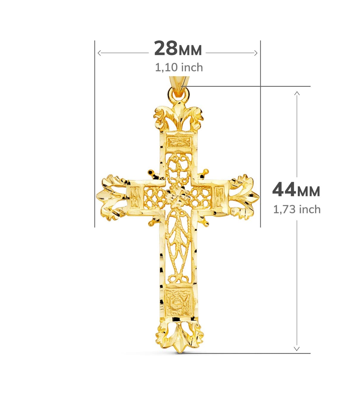 Croix Filigrane Or Jaune 18K 44mm