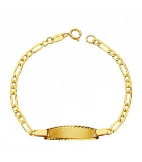 Esclava bebé oro 9ktes - eslabón 3x1 - Pulsera personalizada, regalo bautizo o nacimiento.