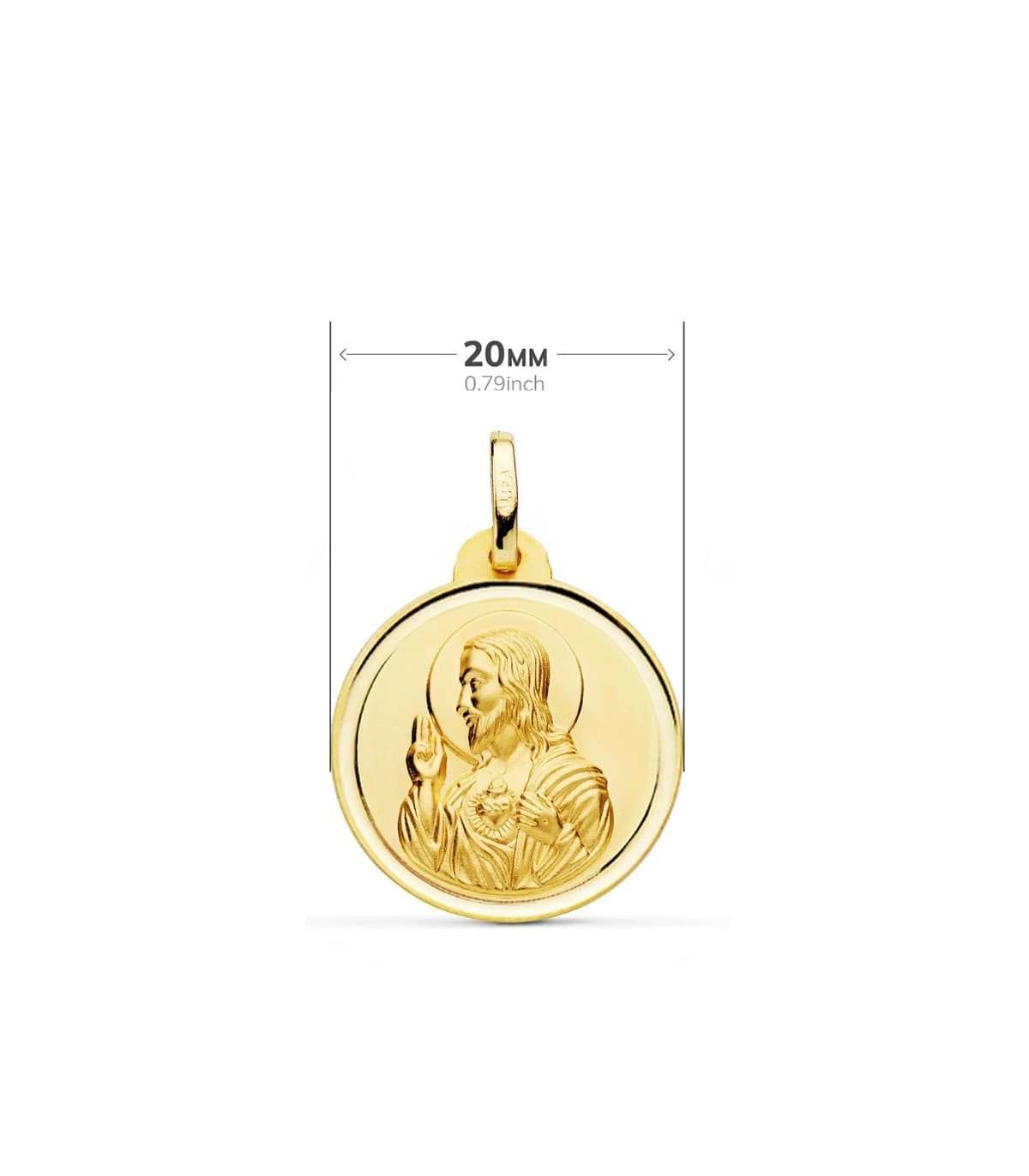 Escapulario Montserrat y Corazón de Jesús Oro 18K 20mm Bisel | colgante, medalla religiosa | joyas on line