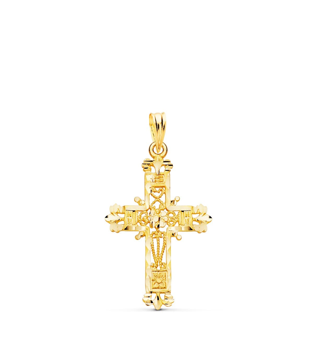 Cruz Filigrana Oro Amarillo 18K 29 mm | joyas online de oro de ley