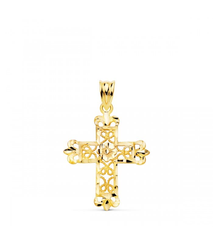 Pendentif Croix Filigrane Or 18K 27mm