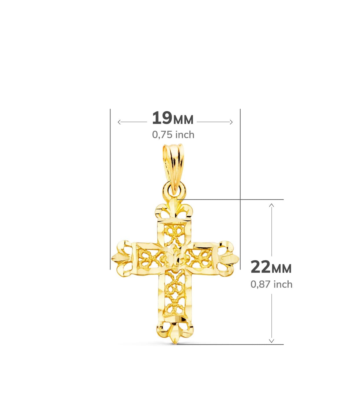 Filigranes Kreuz, Gold 750, 22 mm | Anhänger für Herren und Damen
