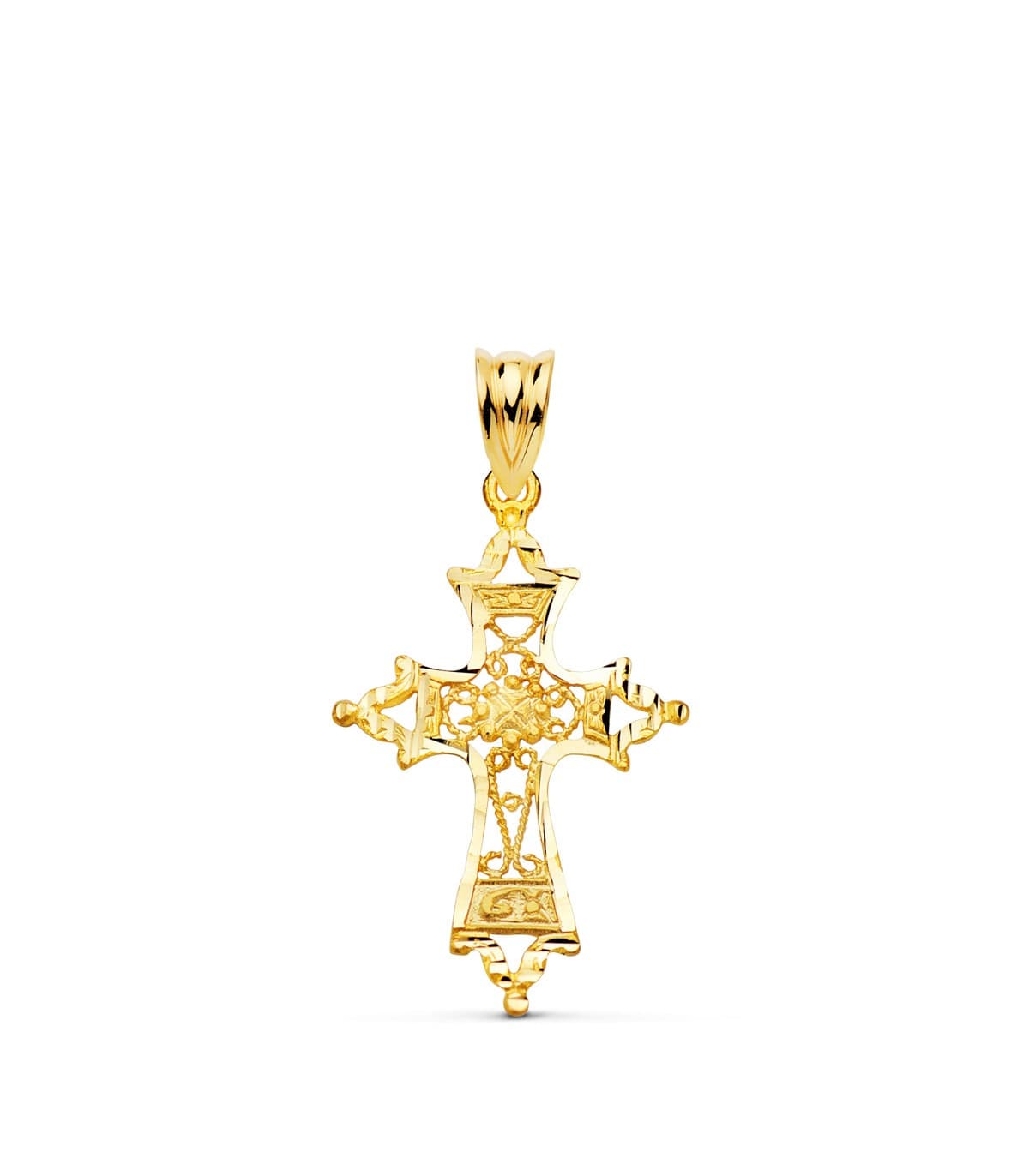 Pendentif Or 18K Croix Filigrane 30 mm