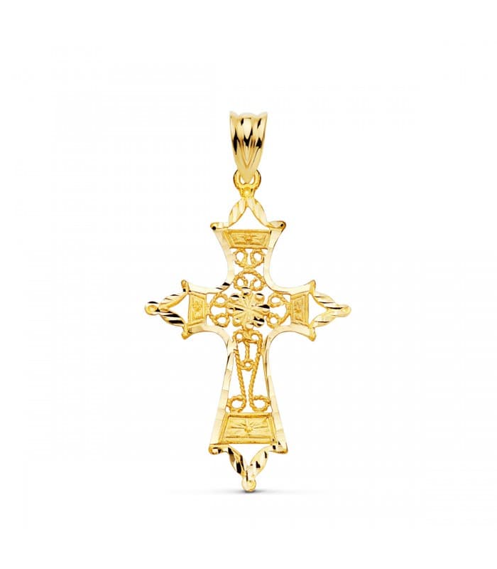 Colgante Oro 18 Kilates Cruz Filigrana 37 mm | joyas online de oro de ley | colgante con cruz