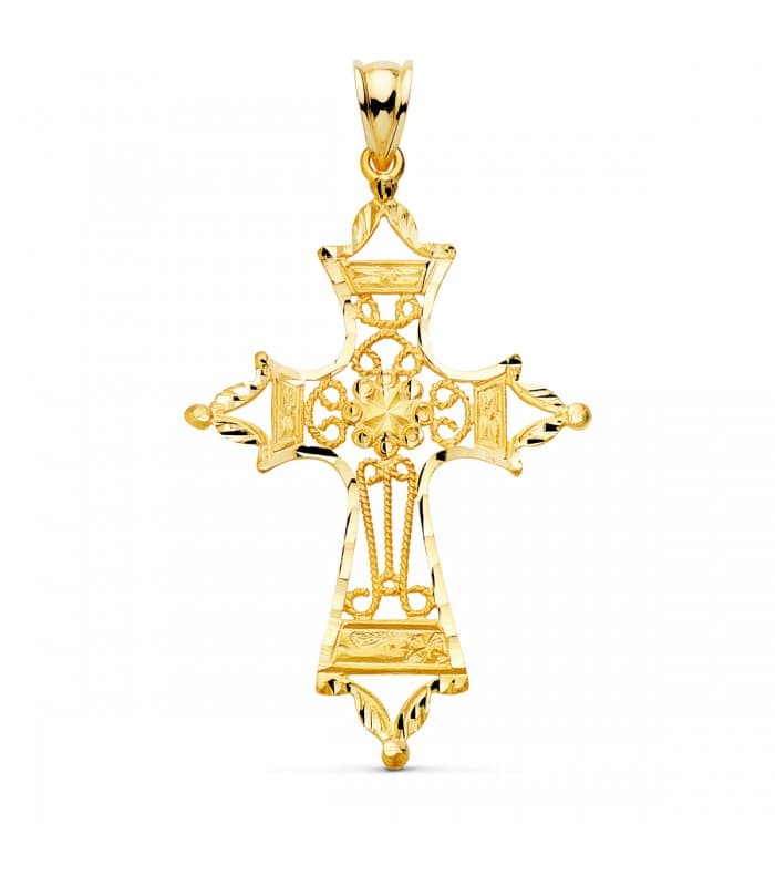 Colgante Oro 18 Kilates Cruz Filigrana 46 mm | joyas online de oro de ley | colgante con cruz