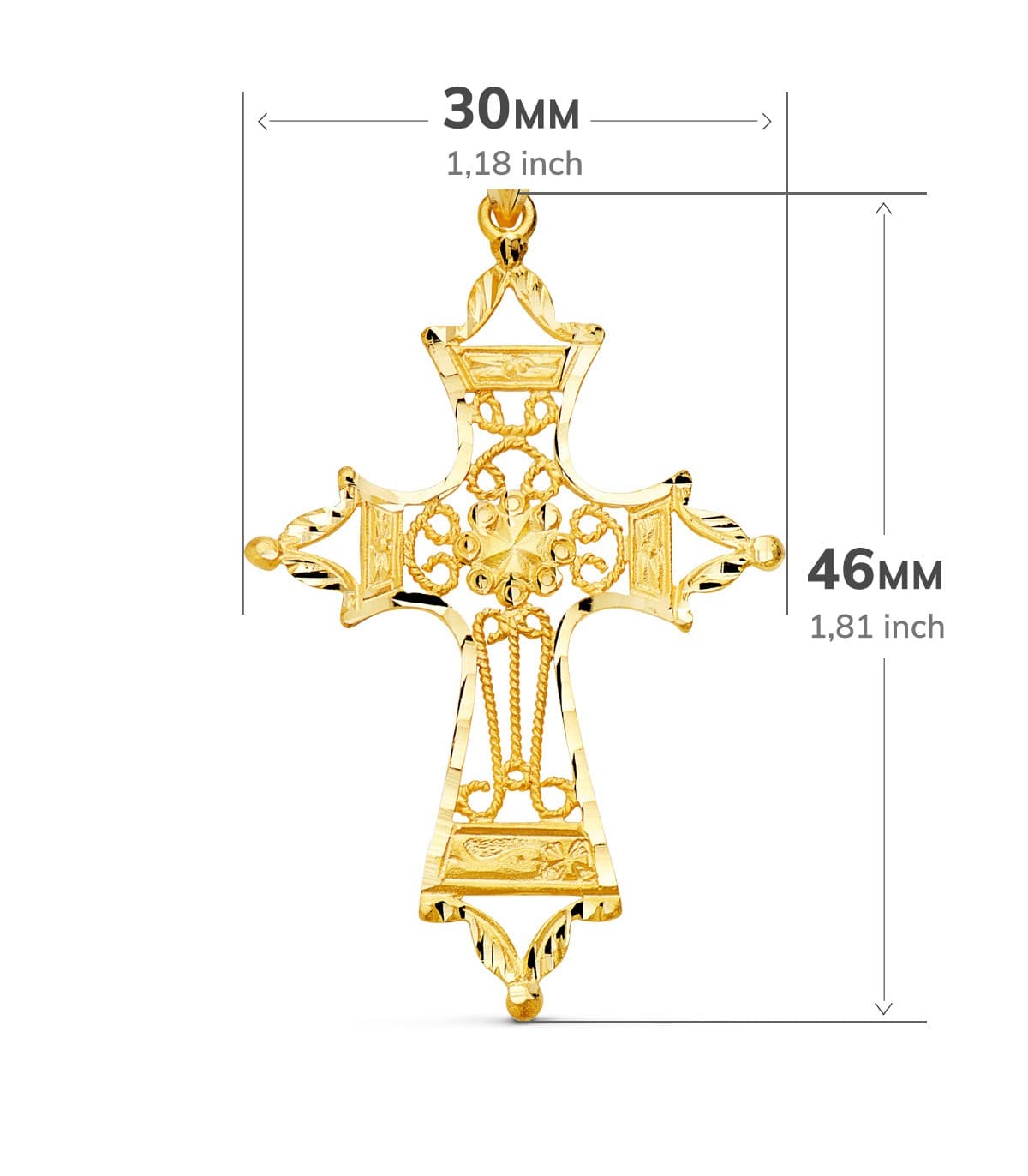Colgante Oro 18K Cruz Filigrana 46 mm