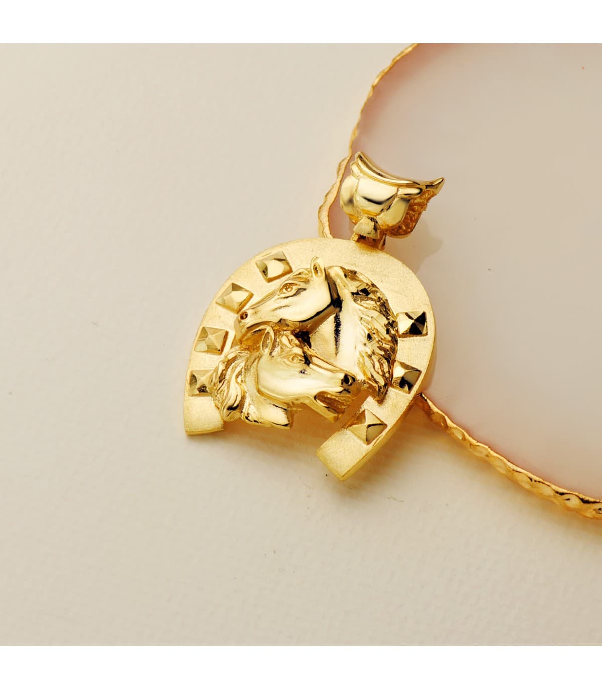 Hufeisen Pferd Anhänger Gold 750 (18K) P7488 Herren 35 mm.