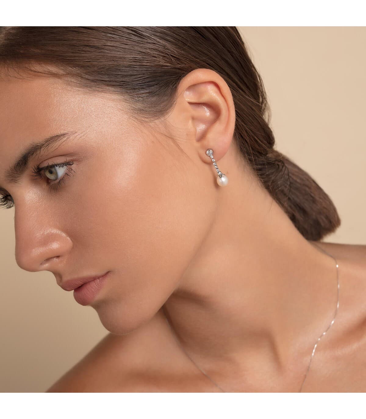 Pendientes Novia Harmony Oro Blanco 18K Perla | pendientes de boda | joyas nupciales