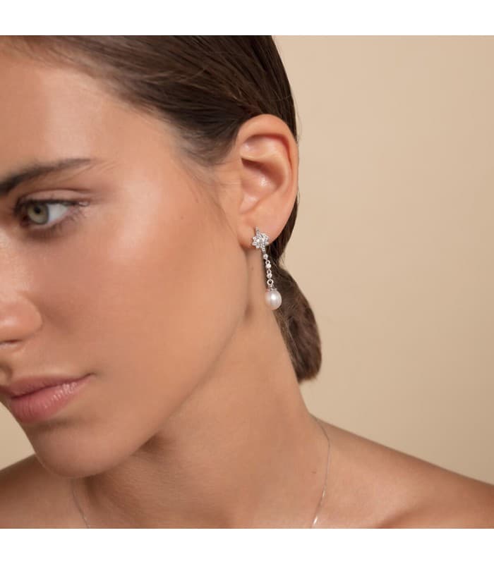 Pendientes Novia Nadine Oro Blanco 18K Perla | pendientes para boda | joyas nupciales