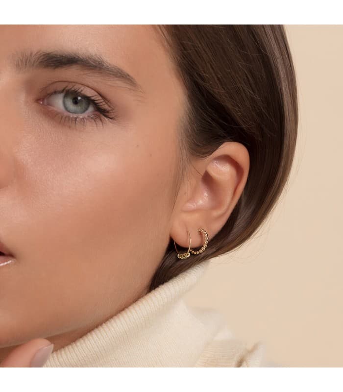 Pendientes Aros Bolitas Oro Amarillo 18K | aros pequeños | pendientes de aro para piercing oreja