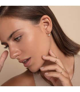 Pendientes Sand Oro 18K Pearl | pendientes de aro con presión | pendientes aros perlas