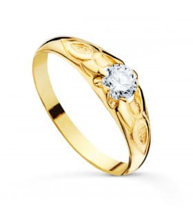 Solitario cadete macizo Bosco Oro Amarillo 18K | anillo niño primera comunión