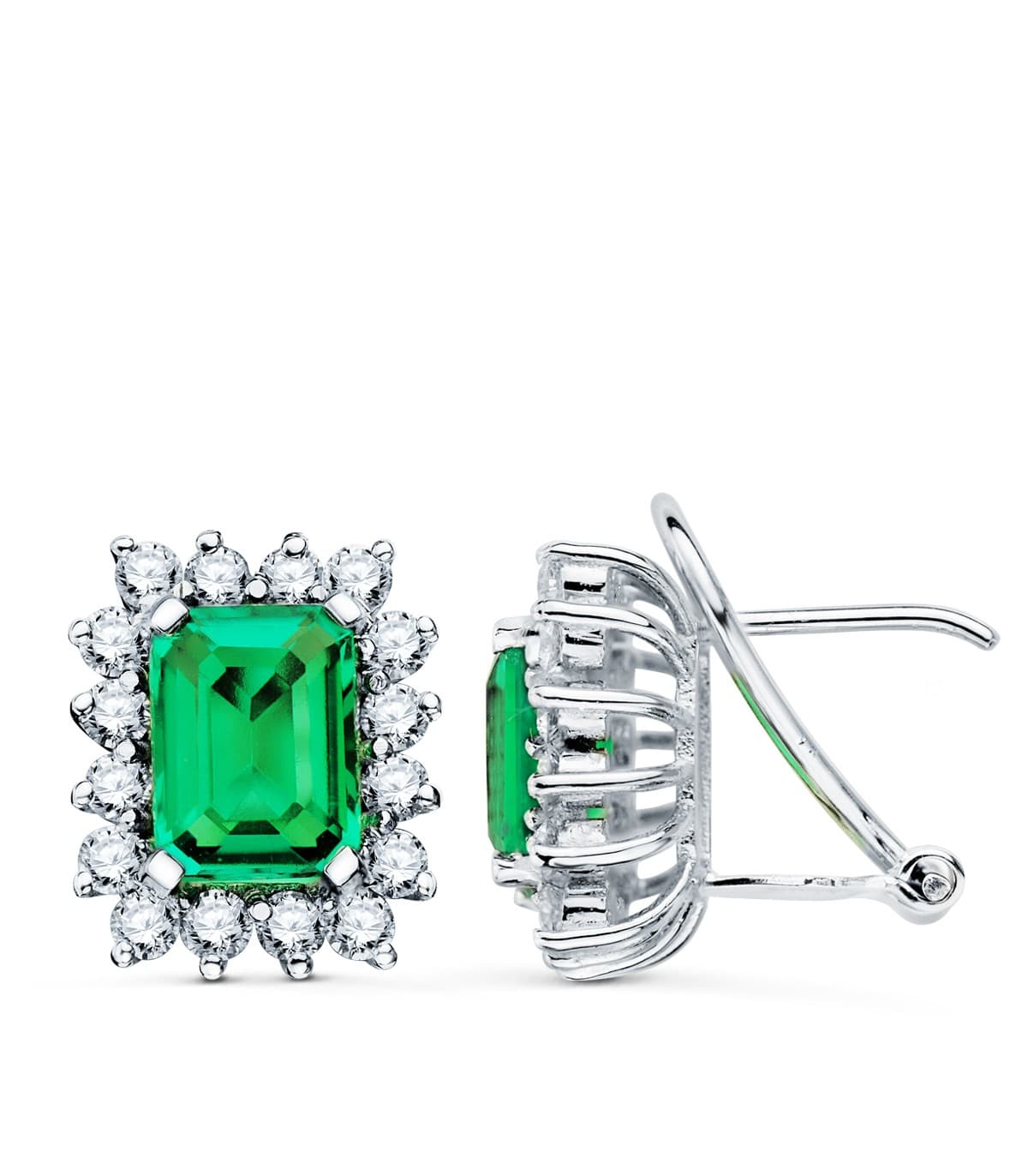 Smaragd Ohrringe mit Diamanten Carrie 750 Weißgold