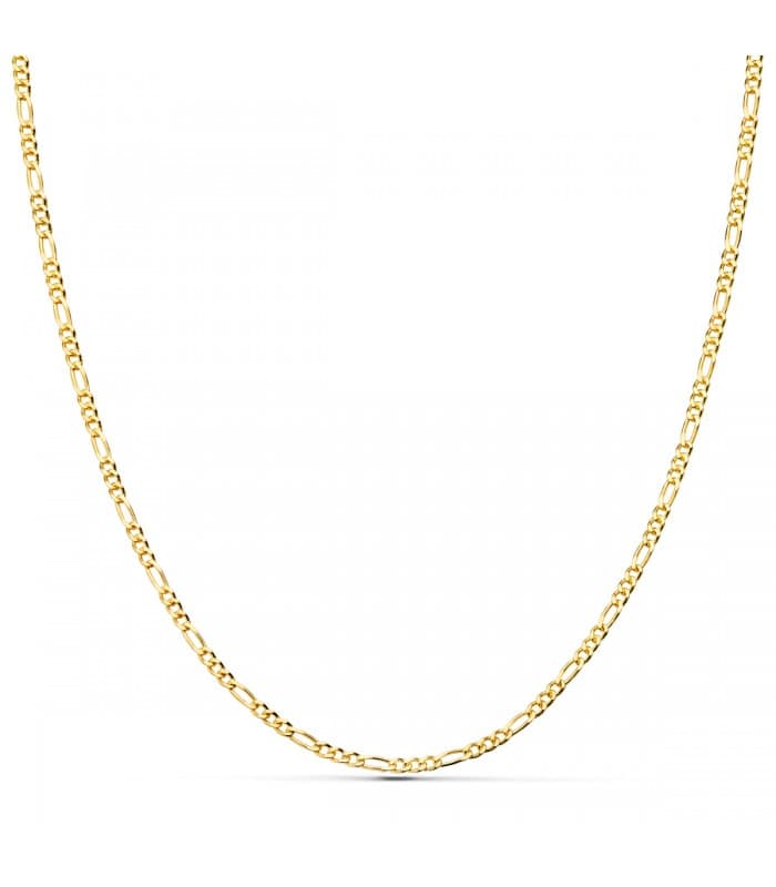Cadena Fígaro Oro Amarillo 18K 2mm 60cm | cadena eslabones 3x1| cadenita para hombre