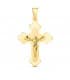 Croce Cristo in oro giallo 18 carati 32 mm, croce trilobata a lastra, ideale da uomo
