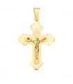 Cruz Cristo Trilobulada Oro Amarillo 18 Kilates 32 mm