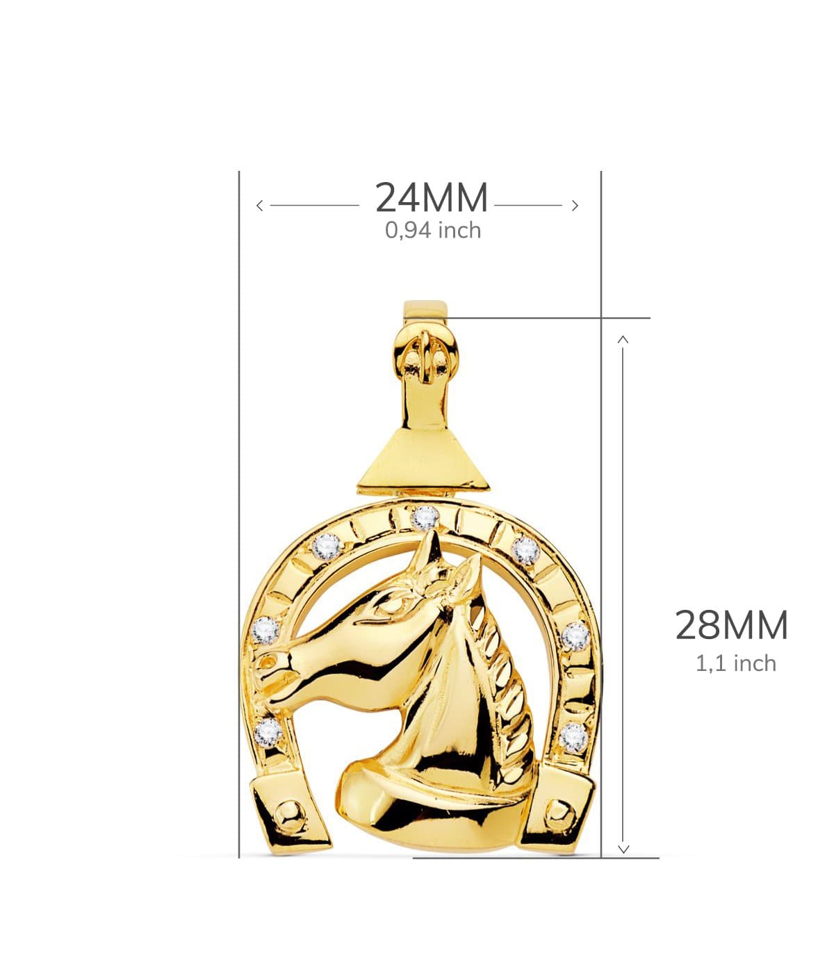 Pendentif Fer à Cheval Or 18K Zircon