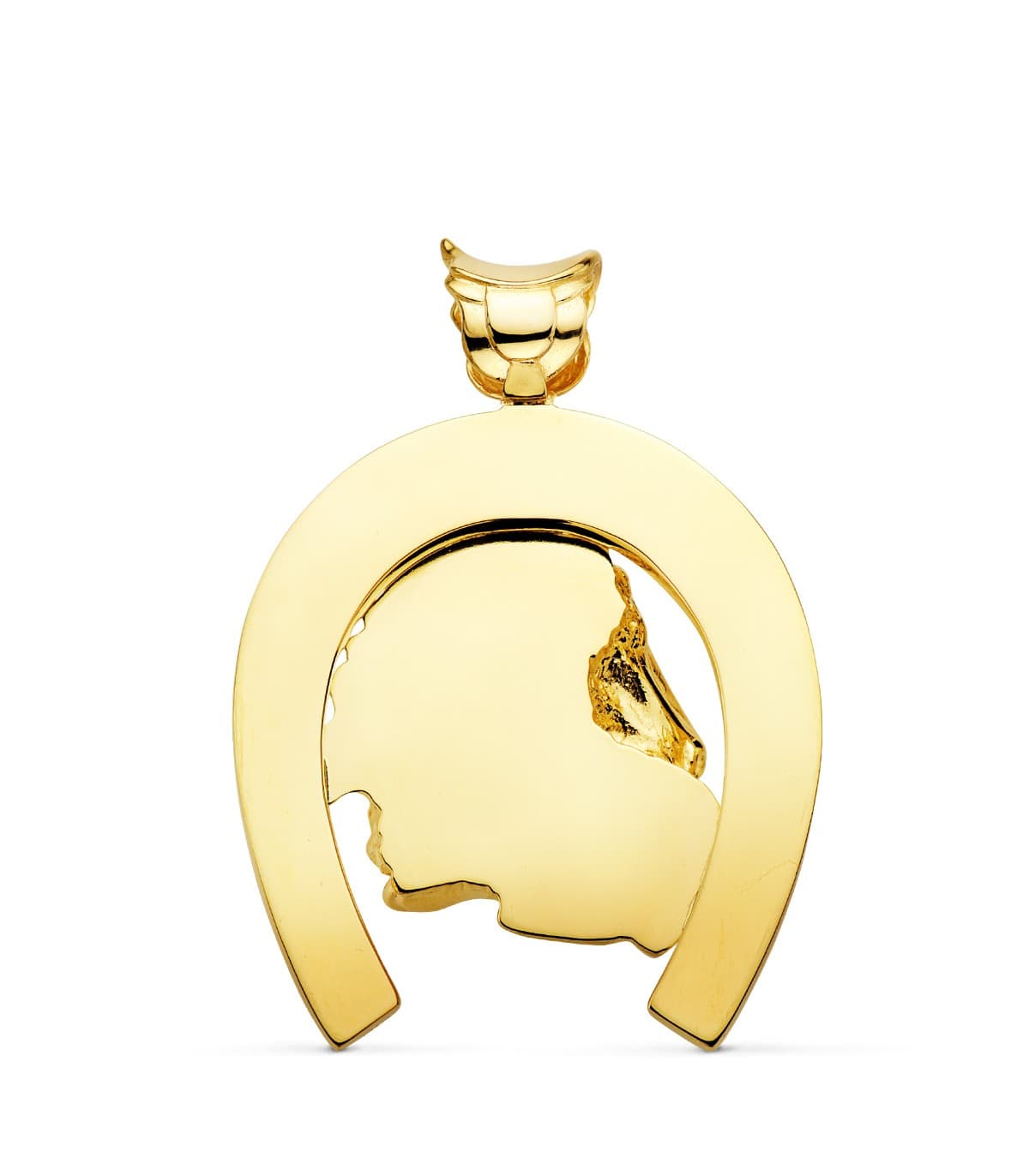 Pendentif Fer à Cheval Chevals Or 18K 50mm