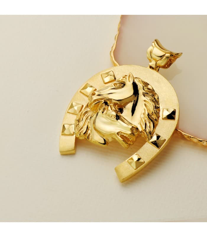 Glücksbringer-Anhänger mit Pferd und Hufeisenmotiv  50 mm | Herrenschmuck