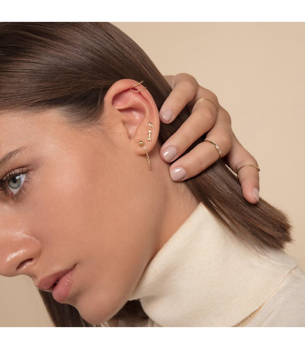pendiente suelto | piercing oreja | pendientes oreja piercings oro 18 kilates