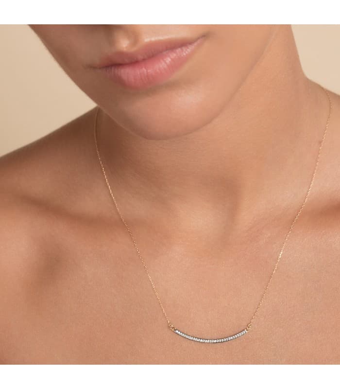 Collar barra | Gargantilla Spark Bar Oro Bicolor 18K 44 + 2cm | collares mujer piedras