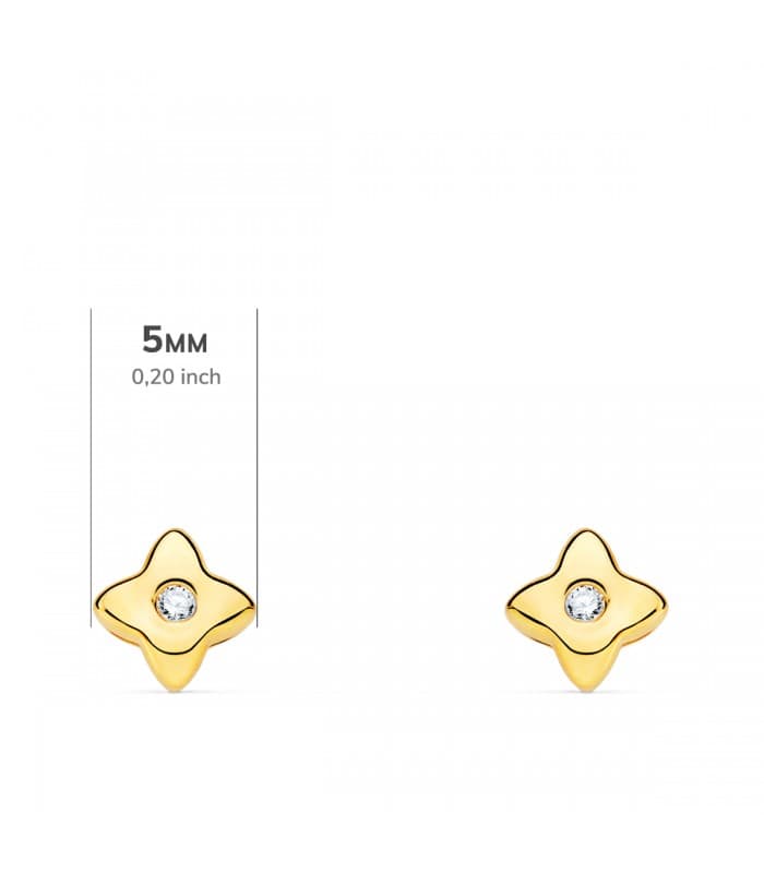 Pendientes Estrella Diamantes 0.030 Qtes. OA 18K | diamantes rosa de los vientos oro amarillo