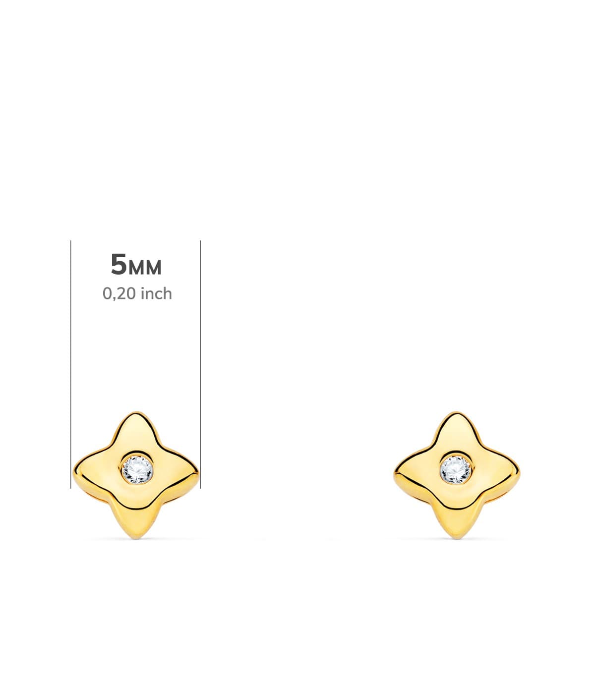 Clous d'oreilles Étoile Diamants 0.030 Ct. Or Jaune 18K
