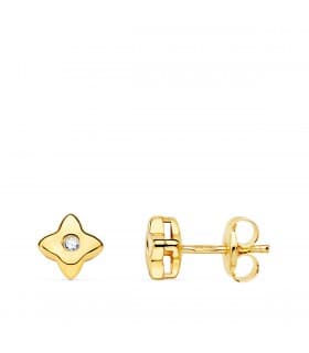 Clous d'oreilles Étoile Diamants 0.030 Ct. Or Jaune 18K