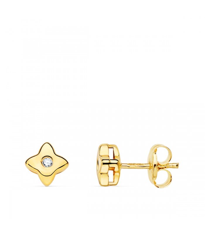 Pendientes Estrella Diamantes 0.030 Qtes. OA 18K | diamantes rosa de los vientos oro amarillo
