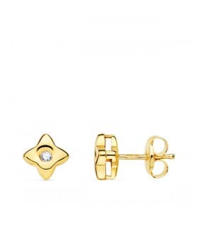 Boucles d'oreilles Étoiles Diamants 0.040 Ct. Or Jaune 18K