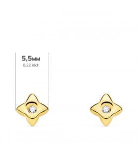 Boucles d'oreilles Étoiles Diamants 0.040 Ct. Or Jaune 18K