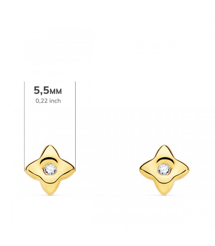 Pendientes Estrella Diamantes 0.040 Qtes. OA 18K | diamantes rosa de los vientos oro amarillo