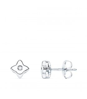 Pendientes Estrella Diamantes 0.030 Qtes. OB 18K | diamantes rosa de los vientos oro blanco