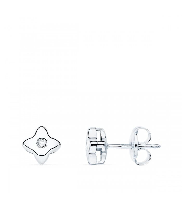 Pendientes Estrella Diamantes 0.030 Qtes. OB 18K | diamantes rosa de los vientos oro blanco