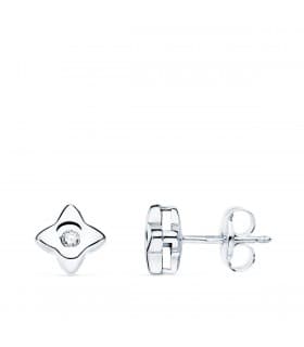 Pendientes Estrella Diamantes 0.030 Qtes. OB 18K | diamantes rosa de los vientos oro blanco
