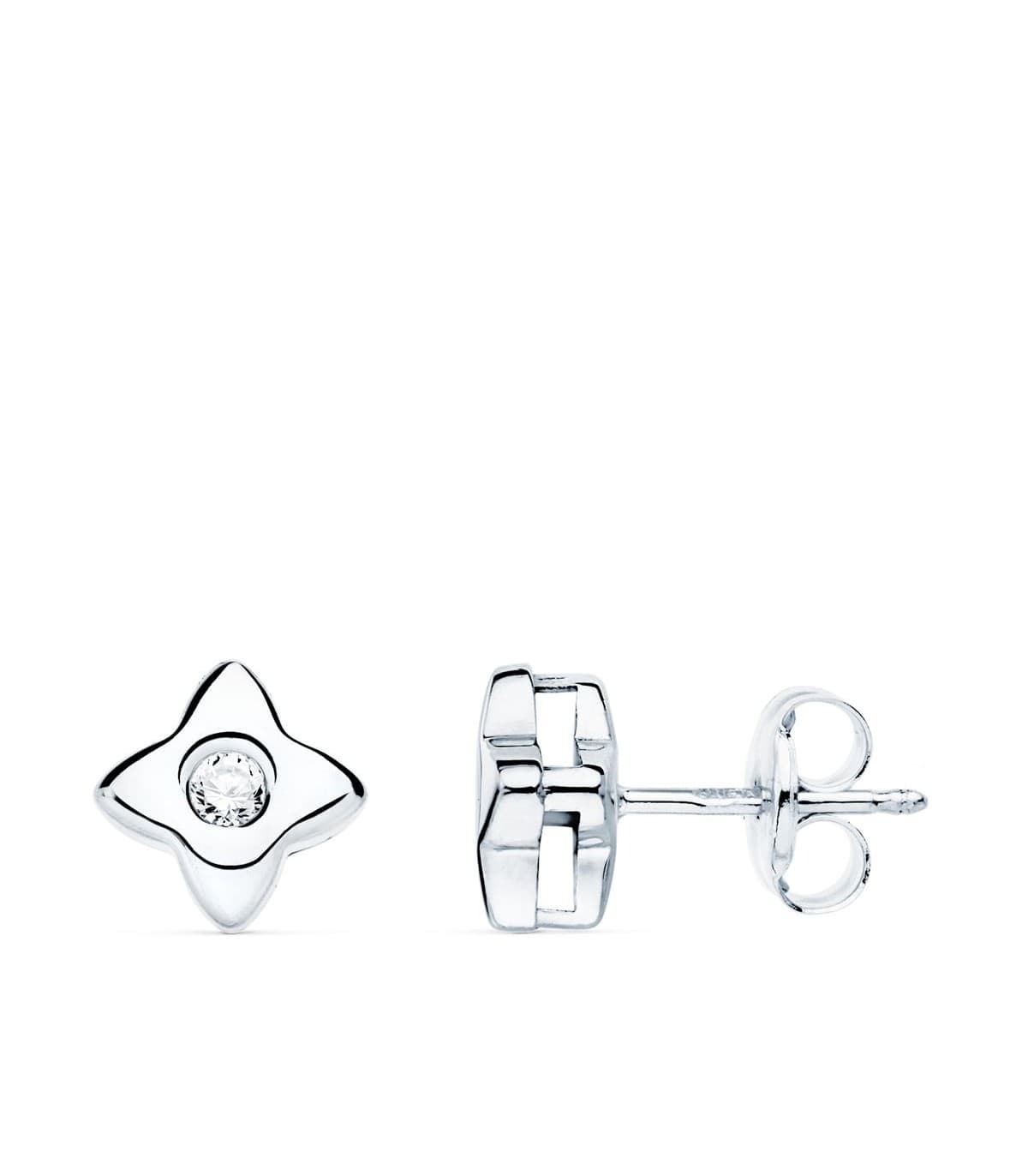 Pendientes Estrella Diamantes 0.100 Qtes. OB 18K | chatón, punto de luz| diamantes rosa de los vientos oro blanco