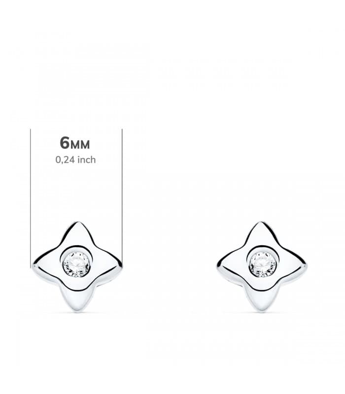 Pendientes Estrella Diamantes 0.100 Qtes. OB 18K | chatón, punto de luz| diamantes rosa de los vientos oro blanco