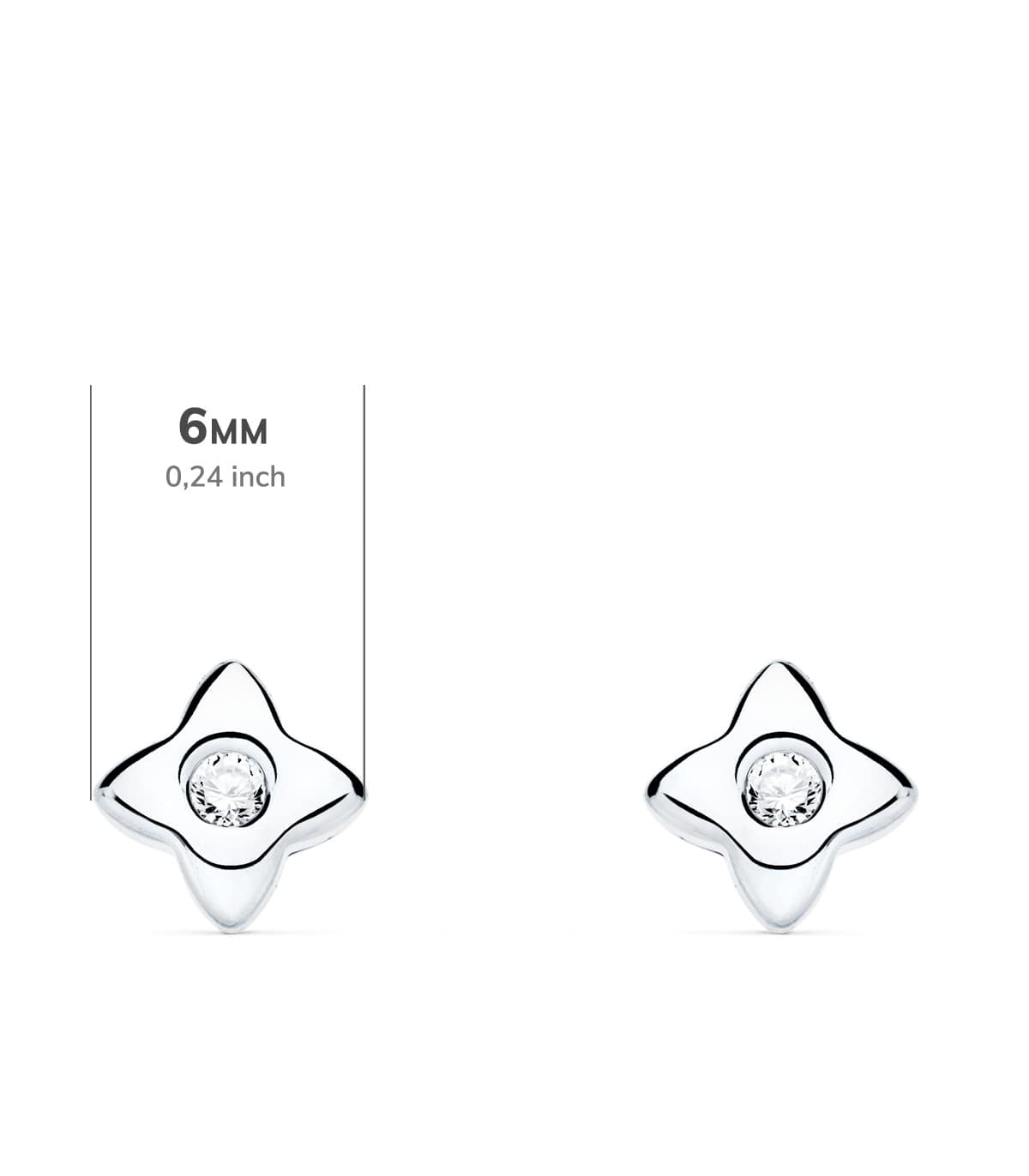 Pendientes Estrella Diamantes 0.100 Qtes. OB 18K | chatón, punto de luz| diamantes rosa de los vientos oro blanco