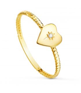 Anillo Corazón Oro 18K Glam - Sello mujer corazón - anillos de moda