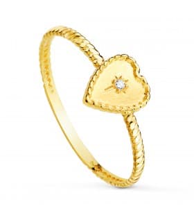 Anillo Corazón Oro 18K Glam Bolitas - Sello mujer corazón - anillos de moda