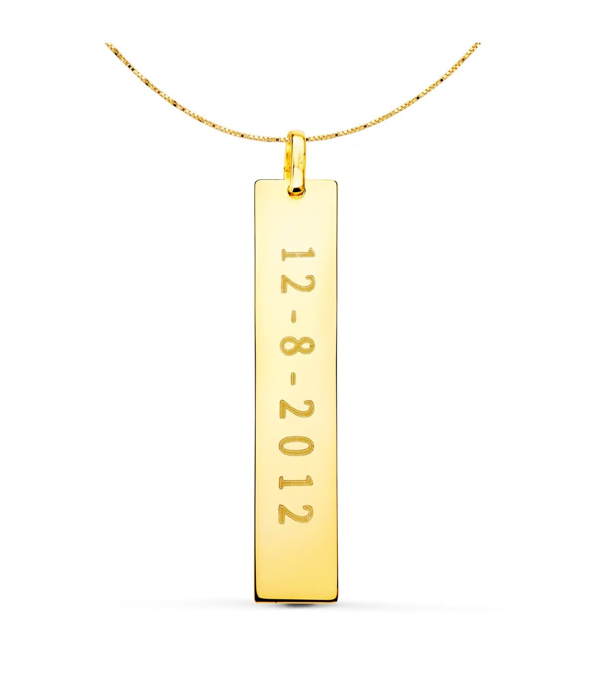 Collar personalizado barra Oro Amarillo 18K | collar con nombre, collar con fecha| comprar online joyas personalizadas