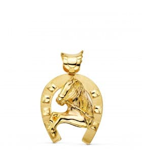 Pendentif Fer à Cheval Silhouette Cheval Or 18K 40mm